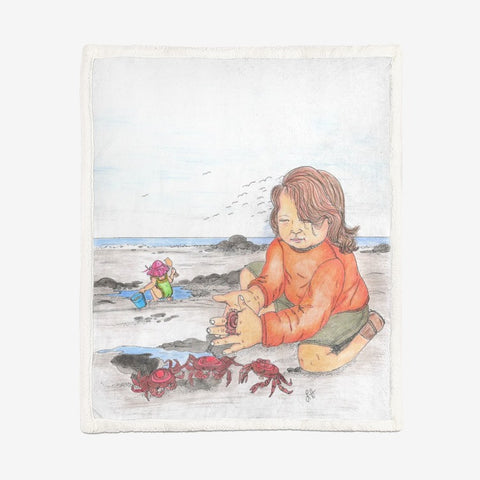 Day at the Beach by Lynn Hughan Double-Sided Super Soft Plush Blanket