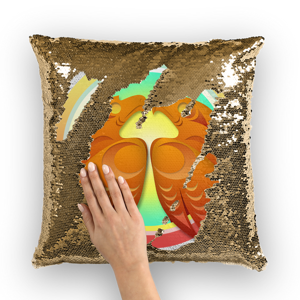 Hawk (Square) by Ovila Mailhot Sequin Cushion Cover