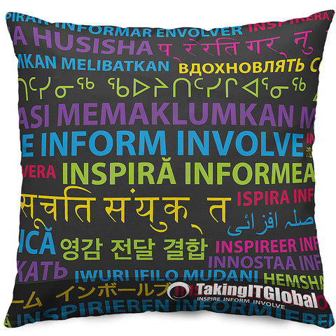 INSPIRE INFORM INVOLVE Throw Pillow