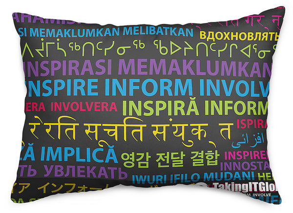 INSPIRE INFORM INVOLVE Throw Pillow