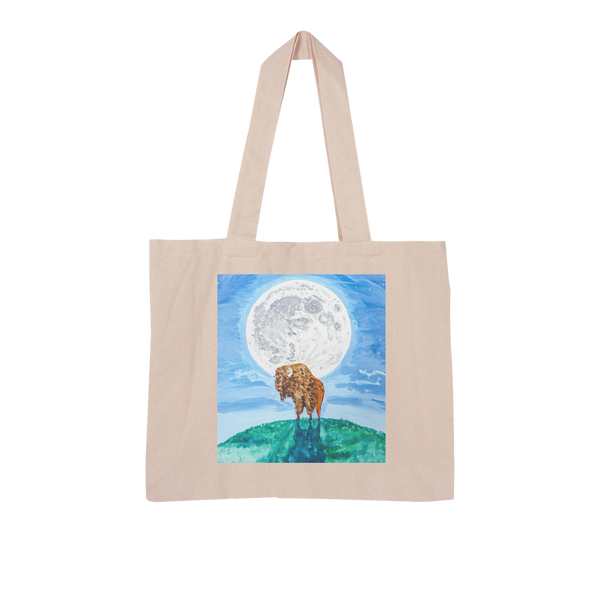 Bison Moon by Kevin Wesaquate Large Organic Tote Bag