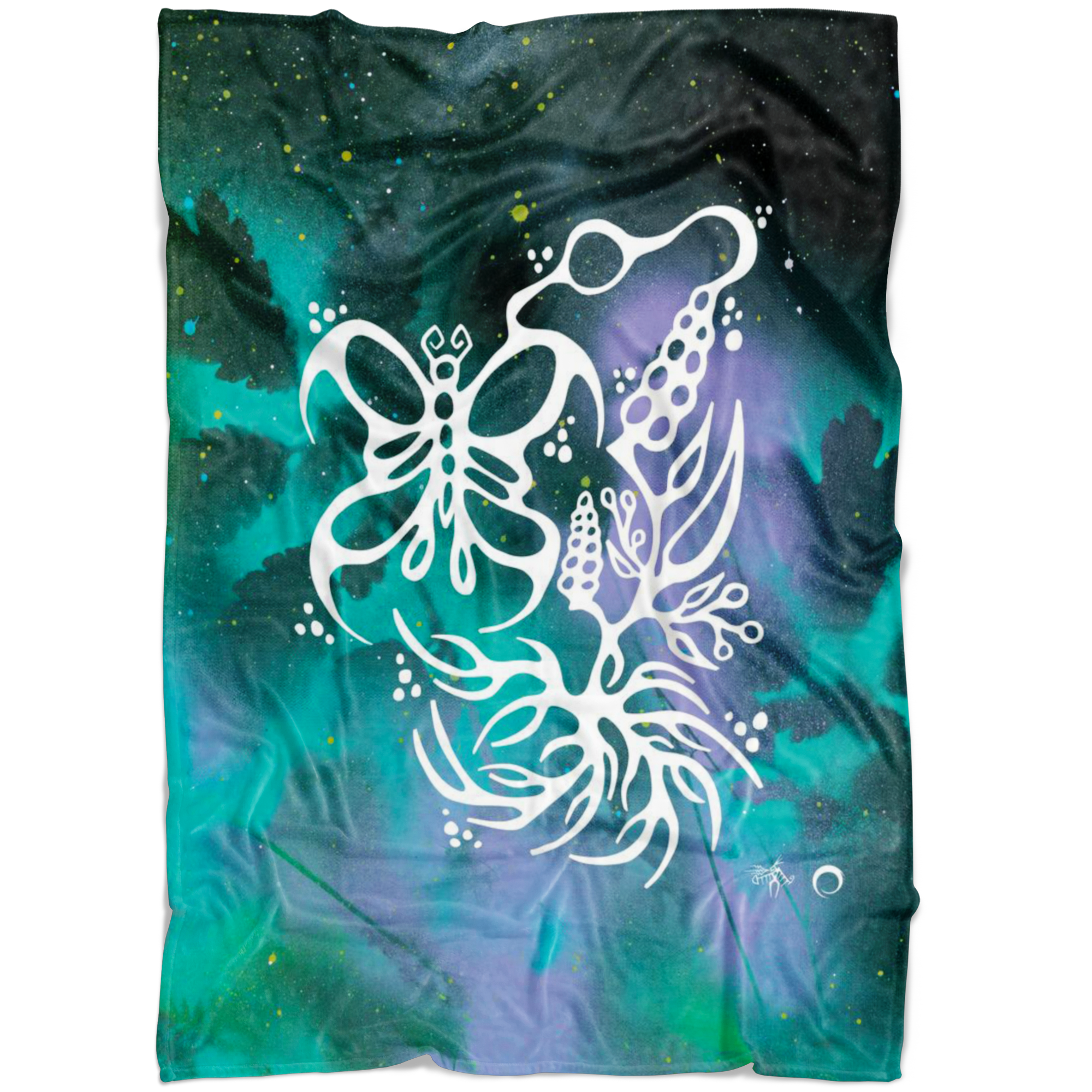 Butterfly & Floral Fleece Blanket by Miigizi