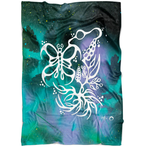 Butterfly & Floral Fleece Blanket by Miigizi