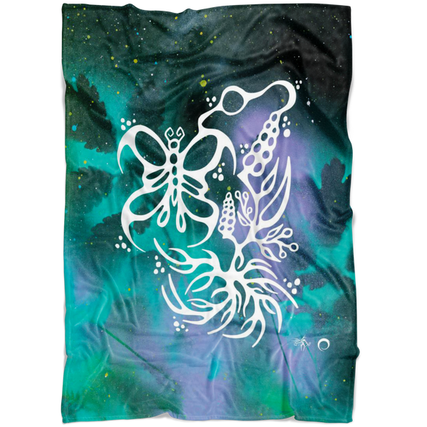 Butterfly & Floral Fleece Blanket by Miigizi