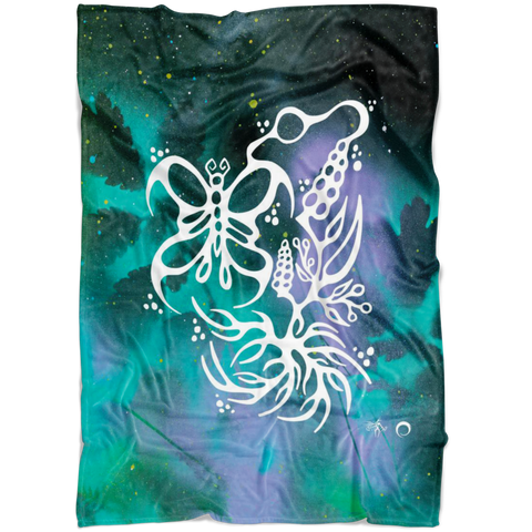 Butterfly & Floral Fleece Blanket by Miigizi