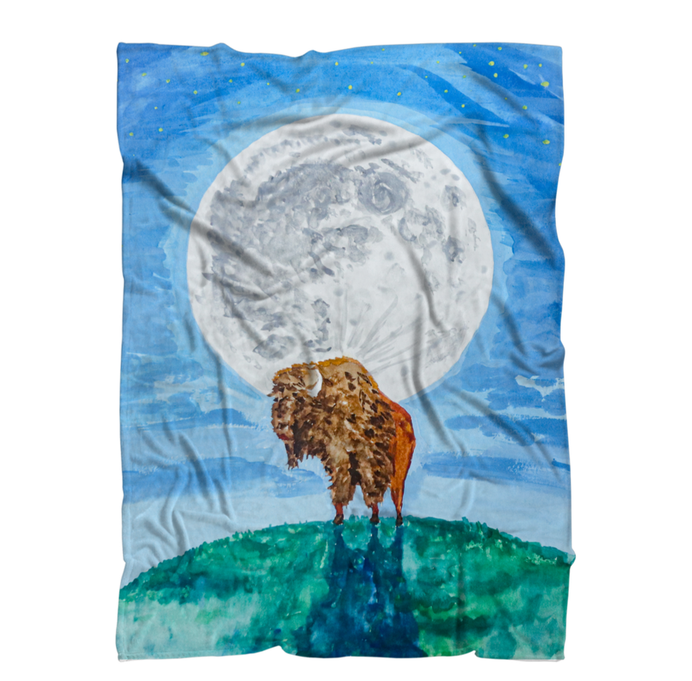Bison Moon by Kevin Wesaquate Premium Sublimation Adult Blanket