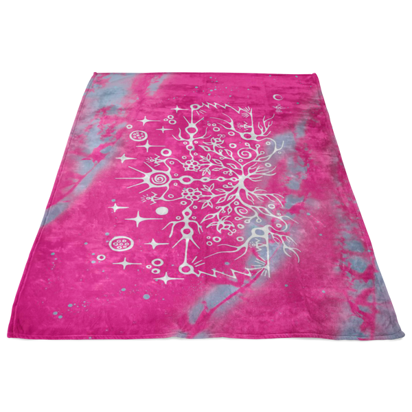 Heart Berry Floral Fleece Blanket by Miigizi