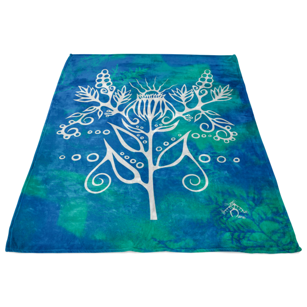 Purple Coneflower Fleece Blanket by Miigizi