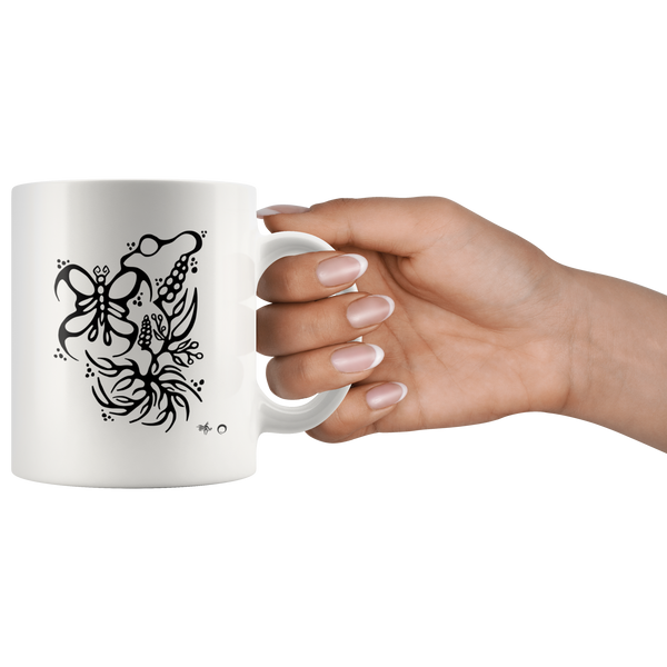 Butterfly & Floral Mug by Miigizi