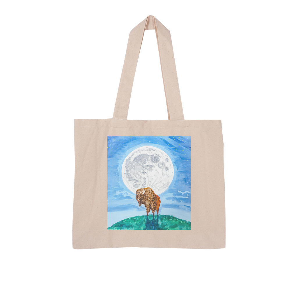 Bison Moon by Kevin Wesaquate Large Organic Tote Bag