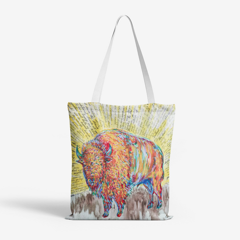 Bison Poem by Kevin Wesaquate Canvas Tote Bag