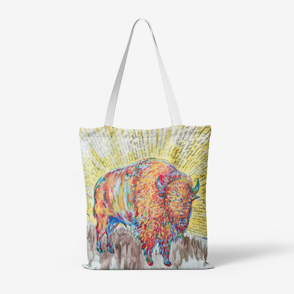 Bison Poem by Kevin Wesaquate Canvas Tote Bag