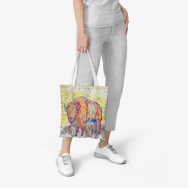 Bison Poem by Kevin Wesaquate Canvas Tote Bag