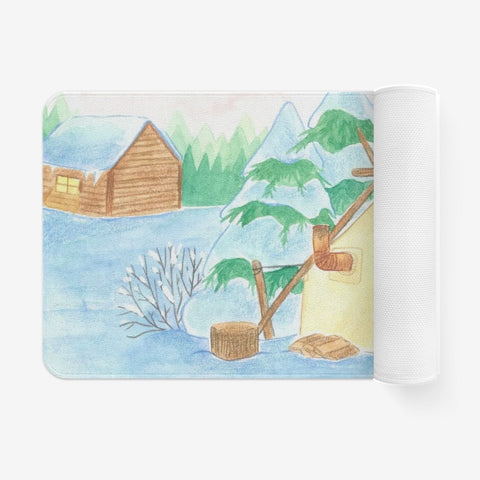 Winter Cabin by Cynthia Landry Welcome Mat