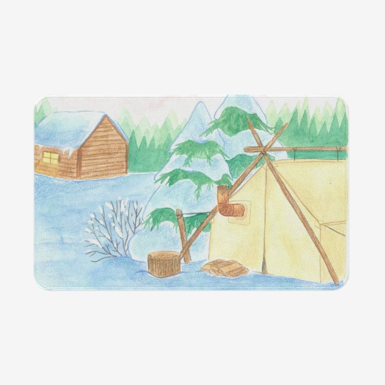 Winter Cabin by Cynthia Landry Welcome Mat
