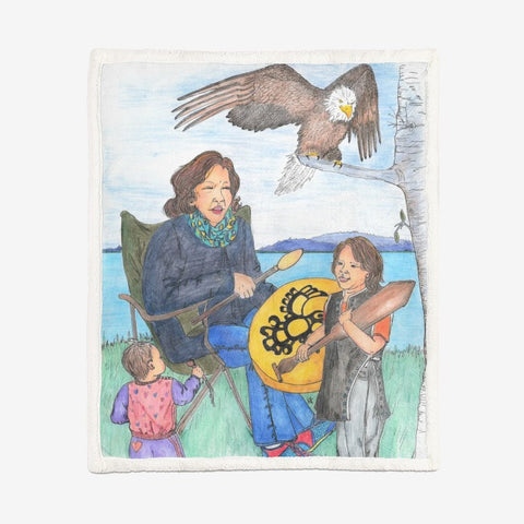 Learning to Drum by Lynn Hughan Double-Sided Super Soft Plush Blanket