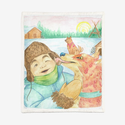 Friendly Fox by Cynthia Landry Large Blanket