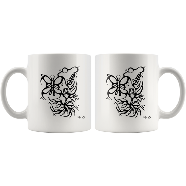 Butterfly & Floral Mug by Miigizi