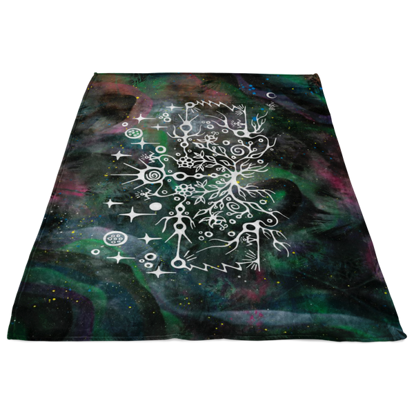 Heart Berry Floral Fleece Blanket by Miigizi
