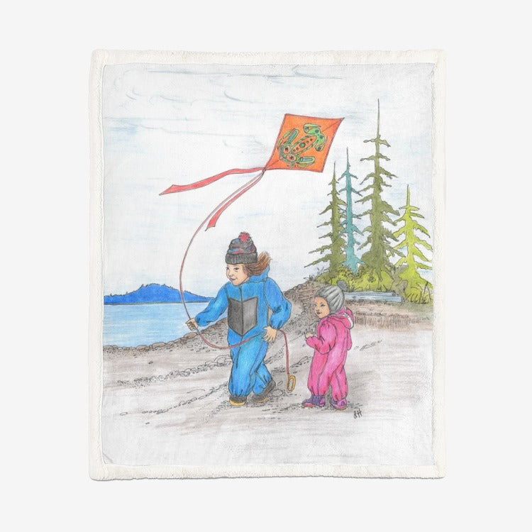 Kite Flying by Lynn Hughan Super Soft Plush Blanket