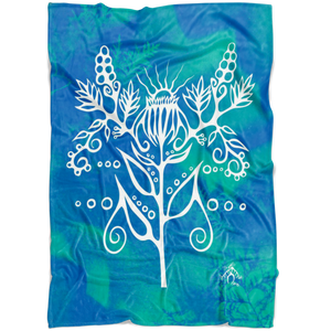 Purple Coneflower Fleece Blanket by Miigizi