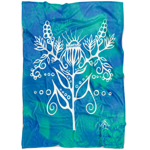 Purple Coneflower Fleece Blanket by Miigizi