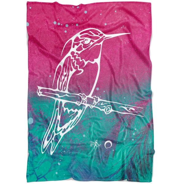 Hummingbird Fleece Blanket by Miigizi