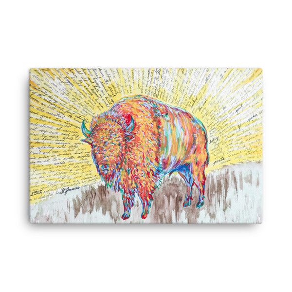 Bison Poem by Kevin Wesaquate Canvas Print