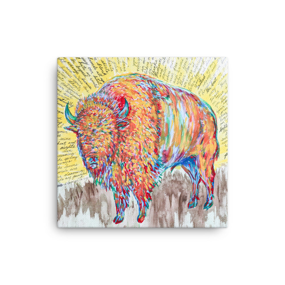 Bison Poem by Kevin Wesaquate Canvas Print