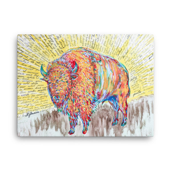 Bison Poem by Kevin Wesaquate Canvas Print