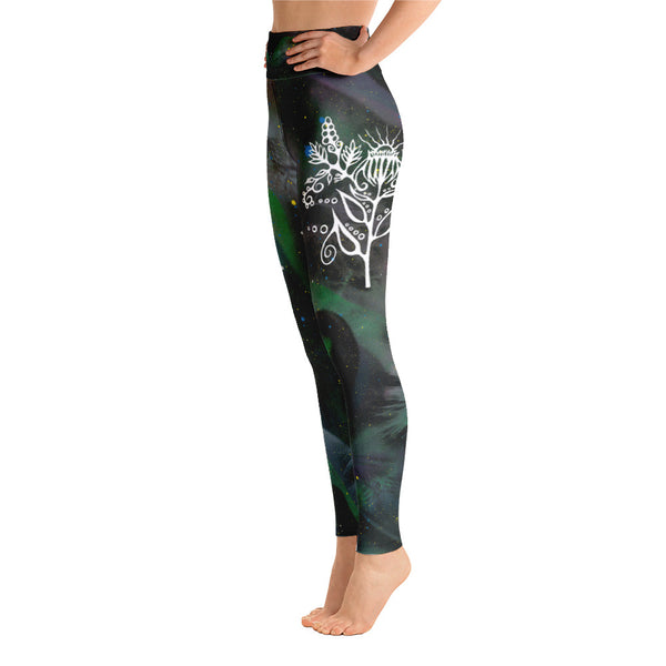 Purple Coneflower Yoga Leggings by Miigizi