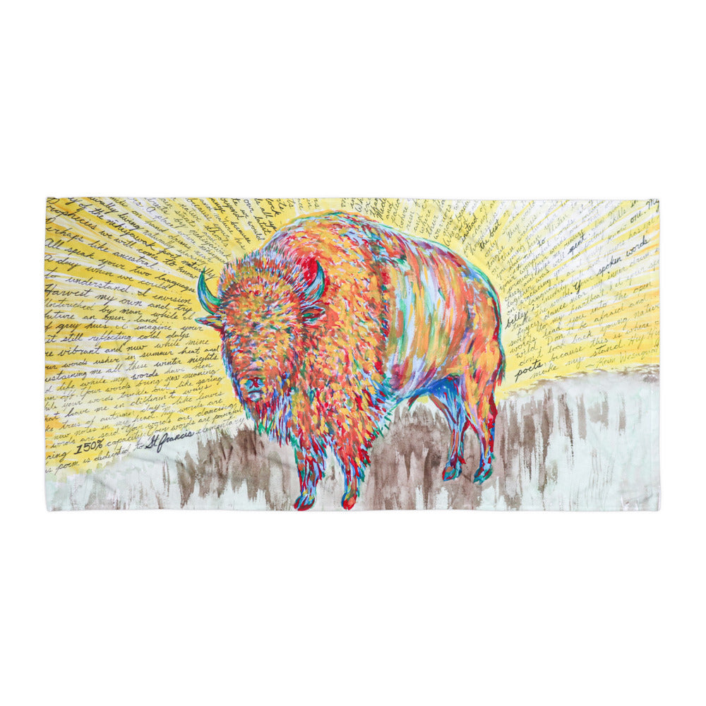 Bison Poem Towel by Kevin Wesaquate