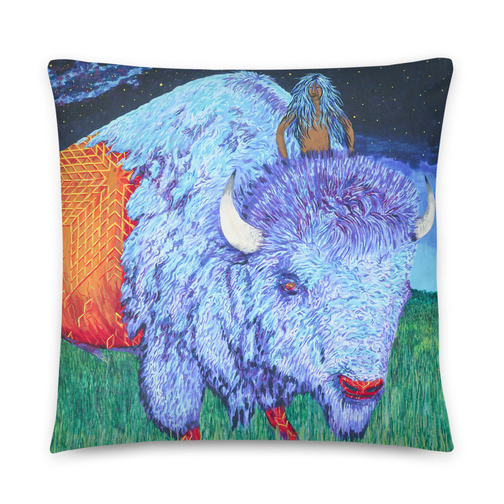 "Mistassini The Boy"  Pillow by Kevin Wesaquate