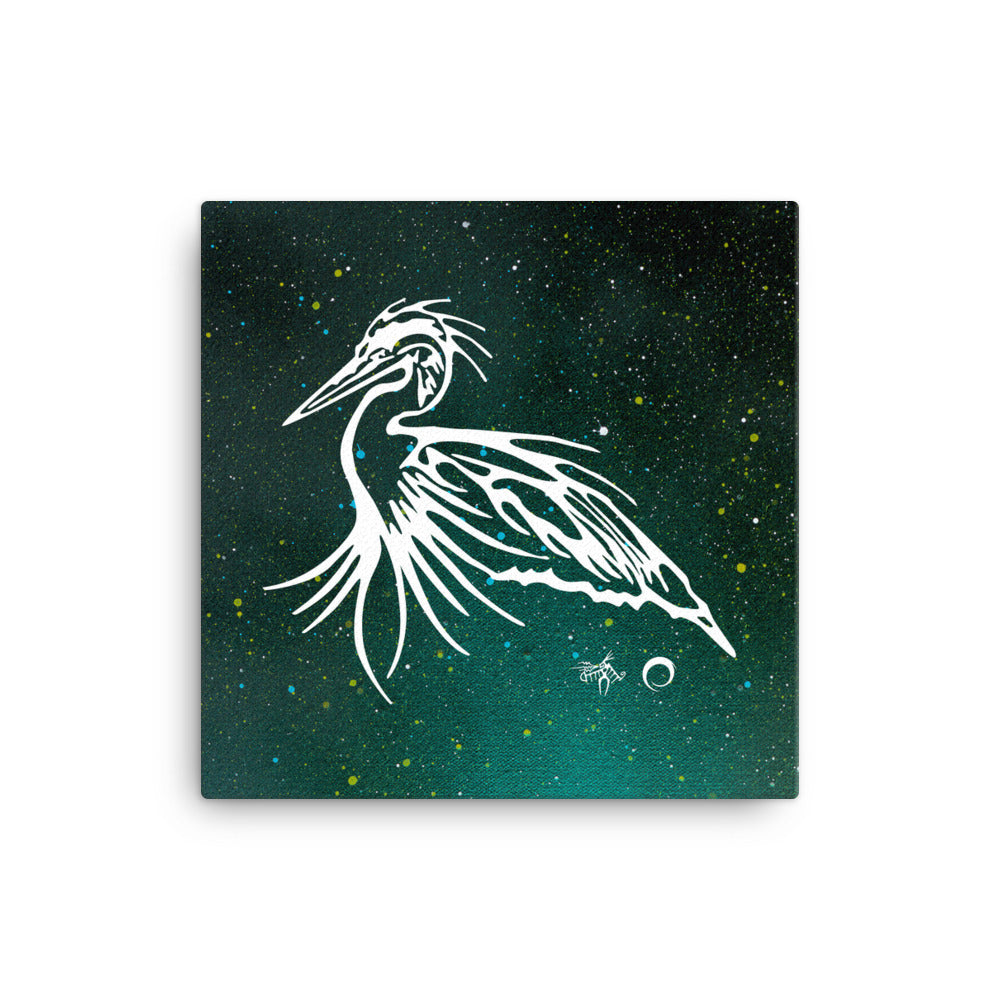 Blue Heron Canvas Print by Miigizi