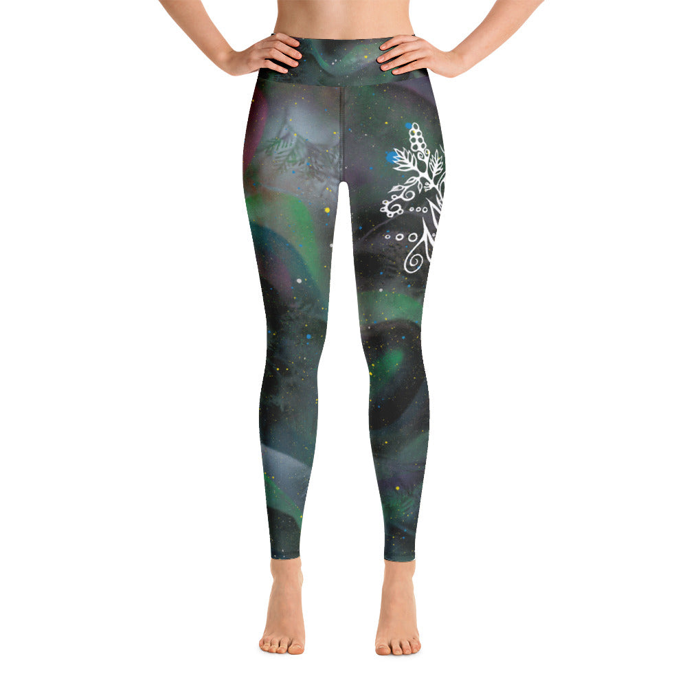 Purple Coneflower Yoga Leggings by Miigizi