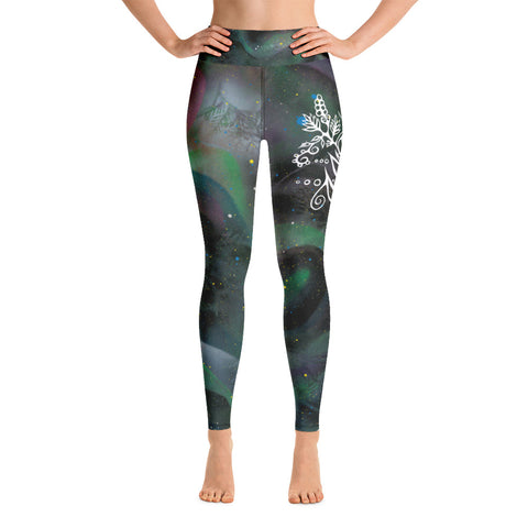 Purple Coneflower Yoga Leggings by Miigizi