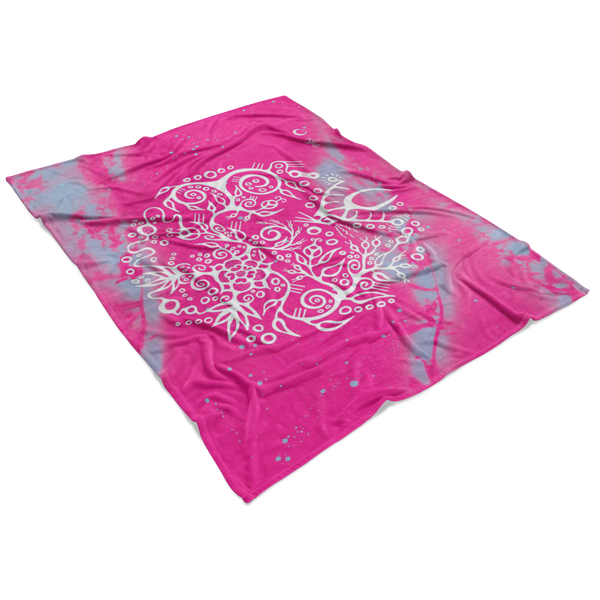 Wild Rose & Rose Hips Fleece Blanket by Miigizi