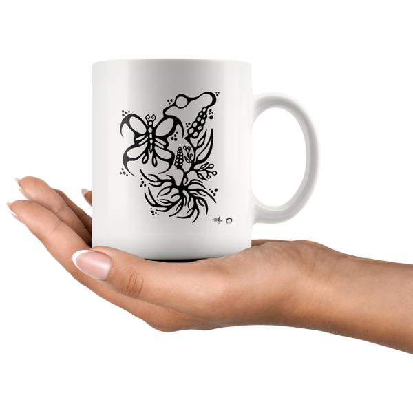 Butterfly & Floral Mug by Miigizi