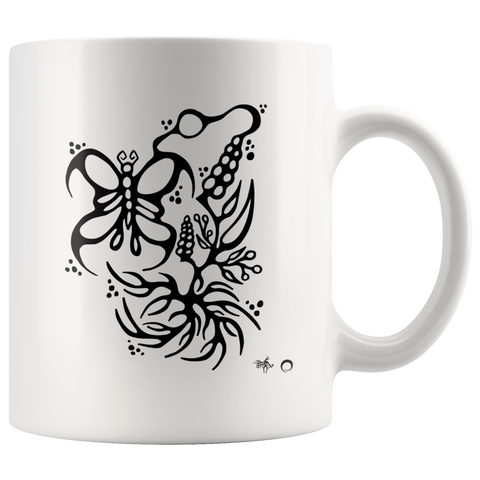 Butterfly & Floral Mug by Miigizi