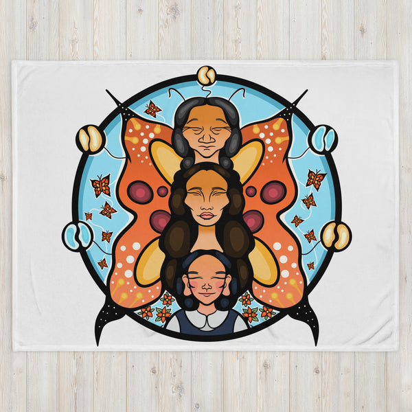 Misko-Memeegwe - Orange Butterfly Blanket by Ruby Bruce