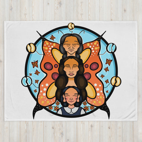 Misko-Memeegwe - Orange Butterfly Blanket by Ruby Bruce