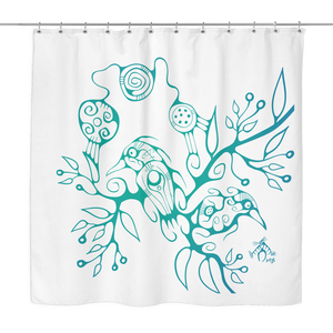 Two Birds Shower Curtain by Miigizi