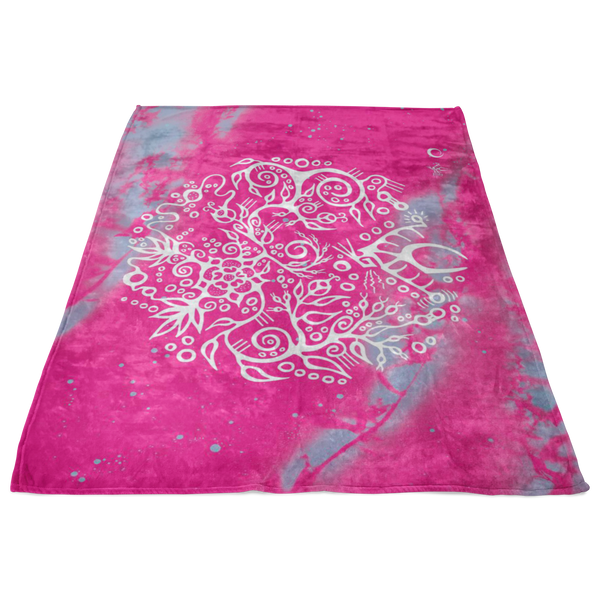 Wild Rose & Rose Hips Fleece Blanket by Miigizi