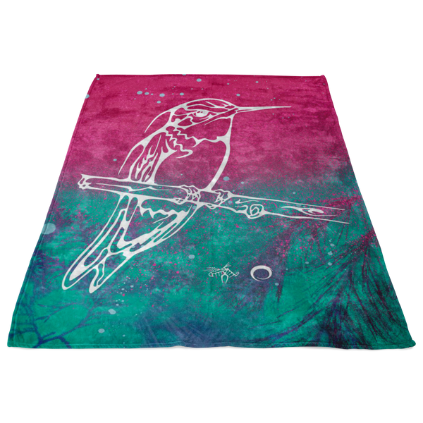 Hummingbird Fleece Blanket by Miigizi