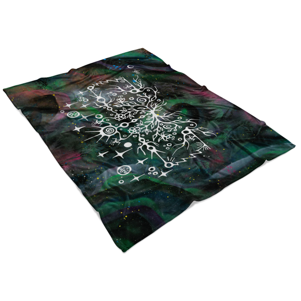 Heart Berry Floral Fleece Blanket by Miigizi