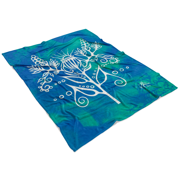 Purple Coneflower Fleece Blanket by Miigizi